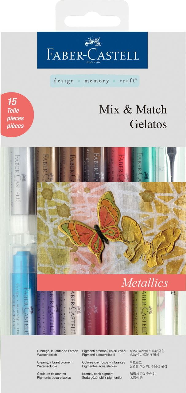 Gelatos watersoluble crayons, metallic tones, 15 pieces